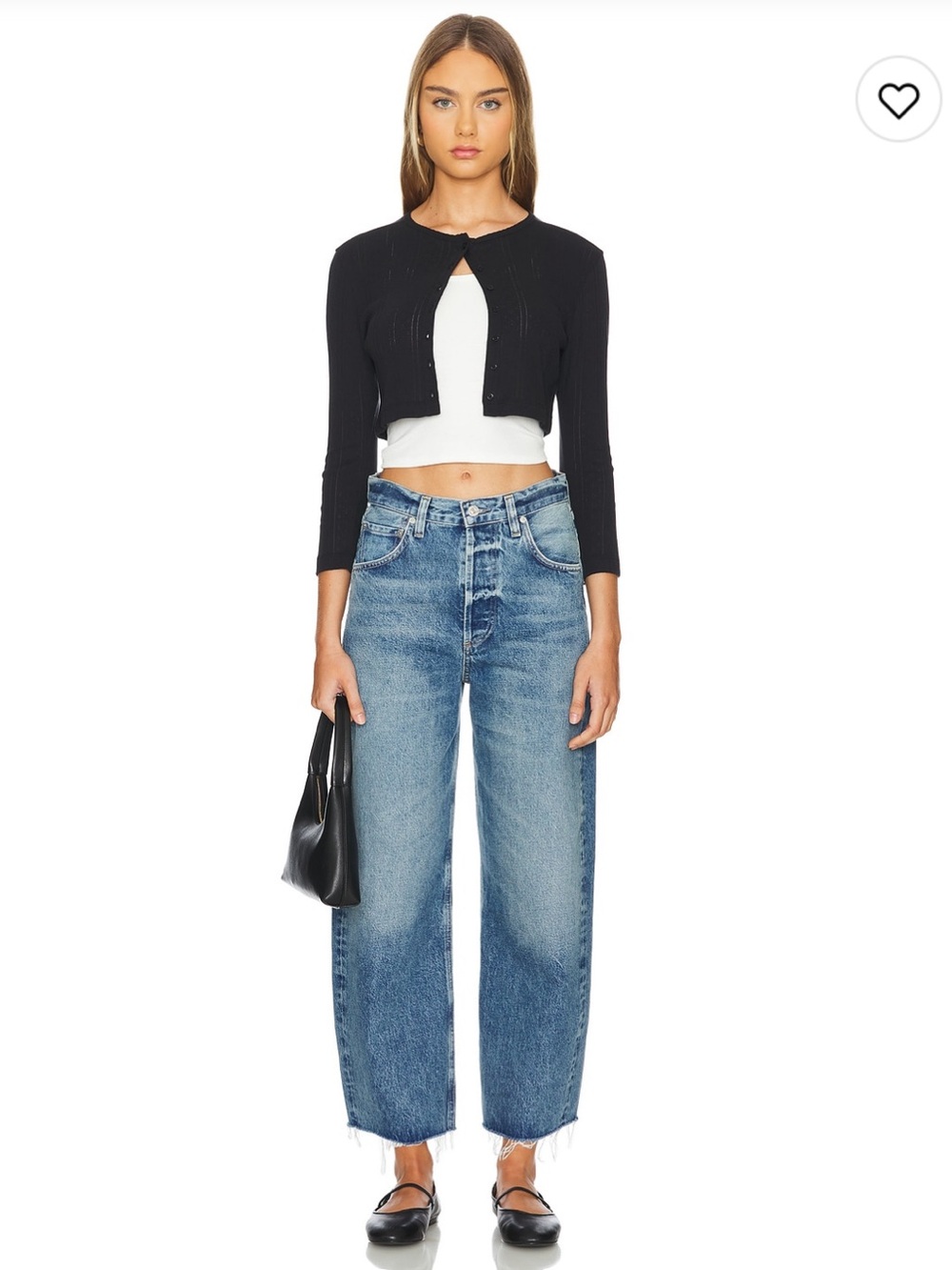 Citizens Of Humanity Jeans Ayla Raw Hem Crop Barrel Wide Leg in Doheny Blue